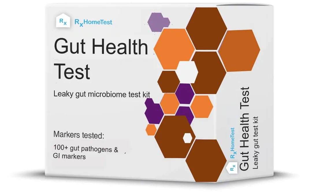 at-home gut health test, leaky gut stool test, microbiome PCR stool analysis, digestive health testing from home, physician reviewed gut microbiome results